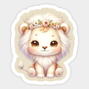 Fun Lion Cub  Boho Babies A Whimsical Watercolor Gathering Sticker